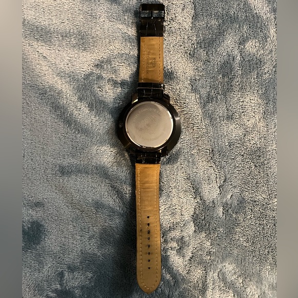 Technolink Black Diamond Big Face Bezel Watch with Leather Band - Picture 2 of 3